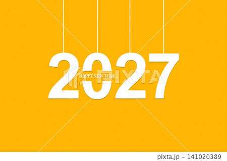 Minimal Hanging 2027 Happy New Year Yellow Background Minimal Hanging 2027 Happy New Year Yellow Background 141020389