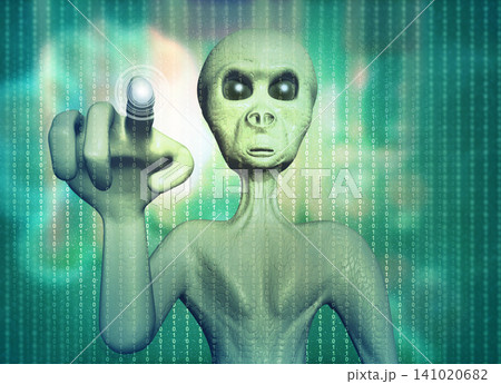 Alien on technology background Alien on technology background 141020682