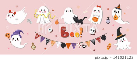 Playful Halloween ghost characters and holiday decor bundle Playful Halloween ghost characters and holiday decor bundle 141021122