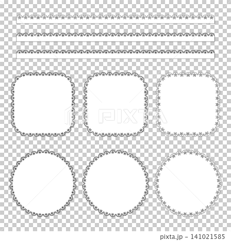 A lace frame set featuring line drawings with small floral patterns. A lace frame set featuring line drawings with small floral patterns. 141021585