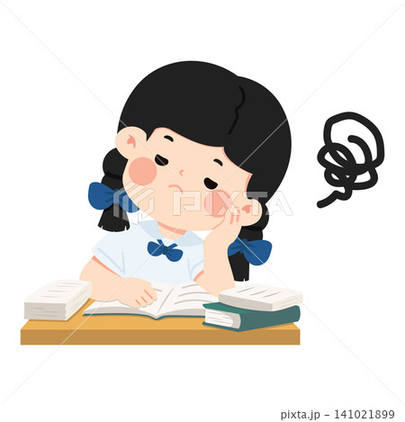 Bored Student Studying With Books Bored Student Studying With Books 141021899