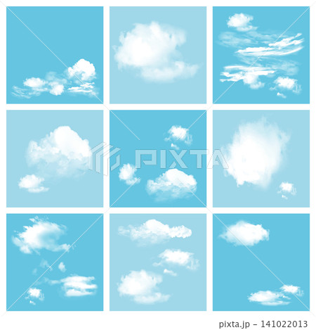 青空に浮かぶ雲のイラスト バリエーションセット 青空に浮かぶ雲のイラスト バリエーションセット 141022013