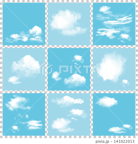 青空に浮かぶ雲のイラスト バリエーションセット 青空に浮かぶ雲のイラスト バリエーションセット 141022013