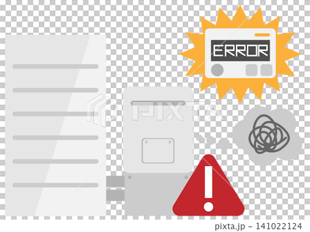 An illustration showing an error message and not working for a home battery storage system. An illustration showing an error message and not working for a home battery storage system. 141022124