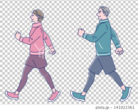 A stylish senior couple taking a walk. 141022361