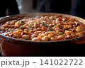 Hearty white bean stew simmering in a large pan, eady to serve for a family meal 141022722