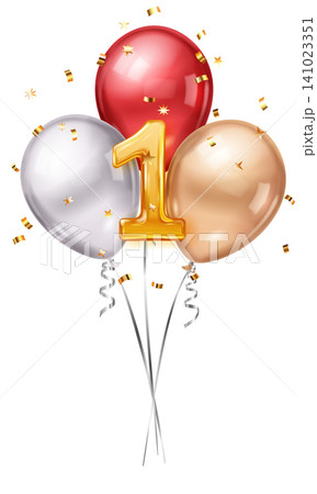 Birthday balloon celebration with number 1. Birthday balloon celebration with number 1. 141023351