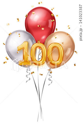 Celebration balloons with the number 100. Celebration balloons with the number 100. 141023387