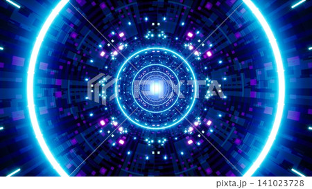 Glittering Dotted Light in the Cyber Network concept Tunnel Art Glittering Dotted Light in the Cyber Network concept Tunnel Art 141023728