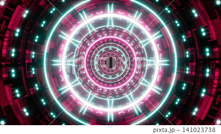 Glowing Neon Light Vibrant Tunnel 141023738