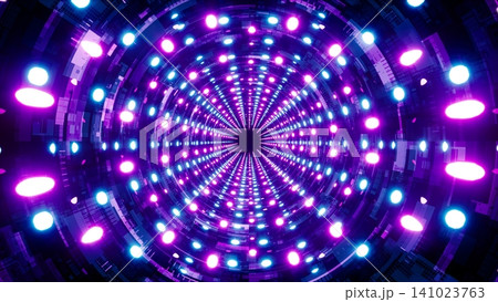 Circle Dot Pattern Neon Light Sci Fi Tunnel Circle Dot Pattern Neon Light Sci Fi Tunnel 141023763