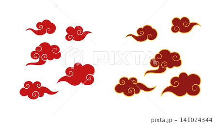 Red asian auspicious clouds decorations vector asset Red asian auspicious clouds decorations vector asset 141024344