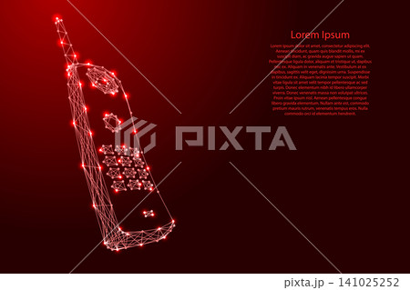 radiotelephone from futuristic polygonal red lines and glowing stars for banner, poster, greeting card radiotelephone from futuristic polygonal red lines and glowing stars for banner, poster, greeting card 141025252