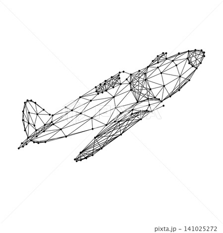 old fighter plane from abstract futuristic polygonal black lines and dots old fighter plane from abstract futuristic polygonal black lines and dots 141025272