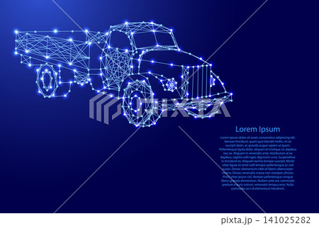 old flatbed truck from futuristic polygonal blue lines and glowing stars for banner, poster, greeting card old flatbed truck from futuristic polygonal blue lines and glowing stars for banner, poster, greeting card 141025282