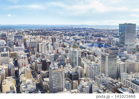 横浜みなとみらい周辺の広大な都市俯瞰景観 横浜みなとみらい周辺の広大な都市俯瞰景観 141025668