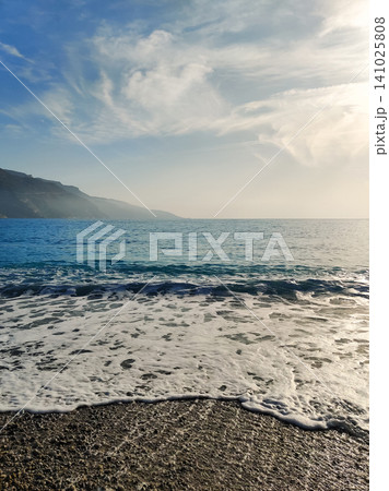 beautiful landscape of a sandy beach on the sea beautiful landscape of a sandy beach on the sea 141025808