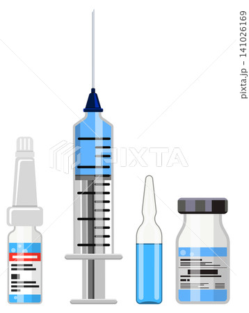 Plastic Medical Syringe and Vaccine Vial Icon Plastic Medical Syringe and Vaccine Vial Icon 141026169
