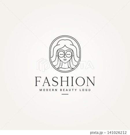 minimalist woman's face modern fashion badge line art icon logo template vector illustration design. simple modern style of woman's face with eyeglasses badge logo concept minimalist woman's face modern fashion badge line art icon logo template vector illustration design. simple modern style of woman's face with eyeglasses badge logo concept 141026212