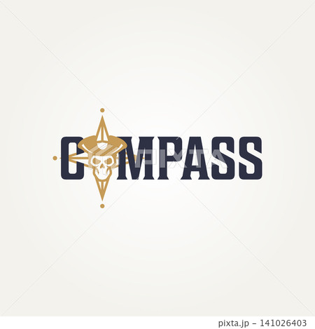 modern minimalist compass wind rose with skull of pirates label icon logo template vector illustration design modern minimalist compass wind rose with skull of pirates label icon logo template vector illustration design 141026403