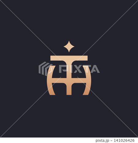 minimalist abstract luxurious TH initial letter icon logo template vector illustration design. simple modern letter TH logo concept elements 141026426