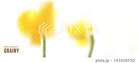 Yellow flower duo with gritty grain gradation and unfocused blur. Floral gradient background in dreamy pastel haze for romantic presentation. Abstract vector lily flowers and grainy texture effect Yellow flower duo with gritty grain gradation and unfocused blur. Floral gradient background in dreamy pastel haze for romantic presentation. Abstract vector lily flowers and grainy texture effect 141026550