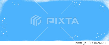 Bright frozen frame effect with ice grunge overlay and winter snow border. Grainy chalk spray, white splatter drops on blue backdrop. Worn vector frame with frozen rink texture for presentation slide Bright frozen frame effect with ice grunge overlay and winter snow border. Grainy chalk spray, white splatter drops on blue backdrop. Worn vector frame with frozen rink texture for presentation slide 141026657