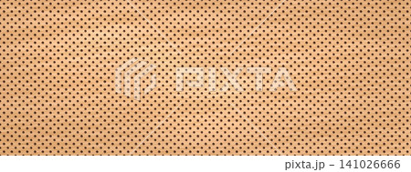 Beige pegboard texture with tiny peg holes and perforated wood grain. Empty plywood board background in neutral brown paper tone. Simple vector pegboard pattern with round dots for textile design Beige pegboard texture with tiny peg holes and perforated wood grain. Empty plywood board background in neutral brown paper tone. Simple vector pegboard pattern with round dots for textile design 141026666