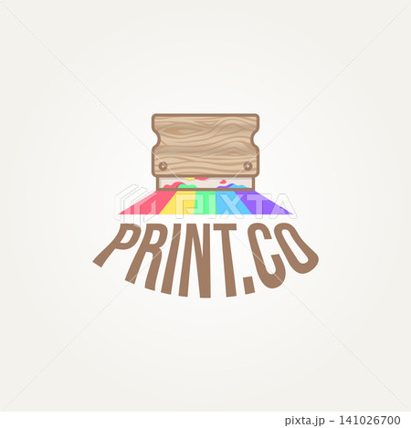 minimalist colorful screen printing icon logo template vector illustration design. simple modern squeegees silkscreen logo concept minimalist colorful screen printing icon logo template vector illustration design. simple modern squeegees silkscreen logo concept 141026700