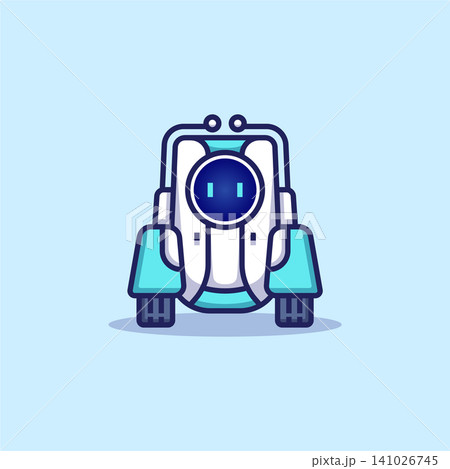 simple modern cute robot with wheels cartoon icon vector Illustration design 141026745