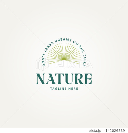 minimalist tropical palm leafs line art icon logo template vector illustration design. simple modern Resorts, vacation rental Businesses, tropical-themed Spas logo concept minimalist tropical palm leafs line art icon logo template vector illustration design. simple modern Resorts, vacation rental Businesses, tropical-themed Spas logo concept 141026889