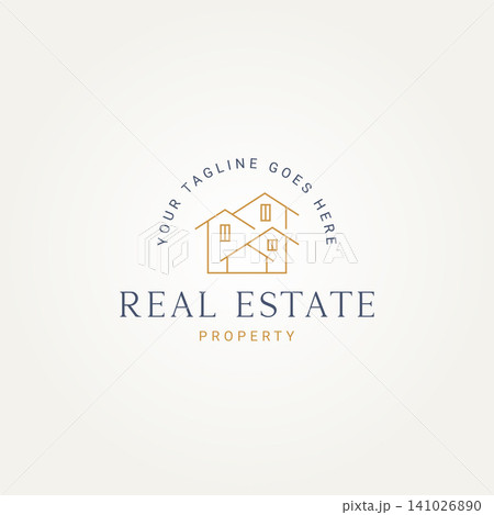 minimalist real estate line art icon logo template vector illustration design. simple modern architecture, construction, business company logo concept minimalist real estate line art icon logo template vector illustration design. simple modern architecture, construction, business company logo concept 141026890