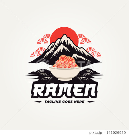 japanese noodle ramen logo template vector illustration design. simple modern japanese ramen soup with fuji mountain logo concept logo concept japanese noodle ramen logo template vector illustration design. simple modern japanese ramen soup with fuji mountain logo concept logo concept 141026930