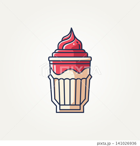 isolated fresh milkshake flat icon logo template vector illustration design. simple modern cafes, ice cream parlors, food trucks logo concept 141026936