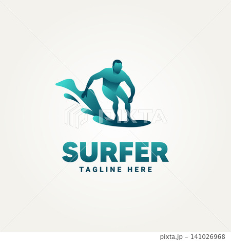 surf club minimalist gradient mascot logo template vector illustration design. simple cartoon surfer, water sport, surfboard logo concept surf club minimalist gradient mascot logo template vector illustration design. simple cartoon surfer, water sport, surfboard logo concept 141026968