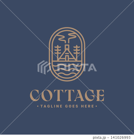 outdoor cottage minimalist badge line art logo template vector illustration design. simple modern rustic, cabin, woodland emblem logo concept outdoor cottage minimalist badge line art logo template vector illustration design. simple modern rustic, cabin, woodland emblem logo concept 141026993