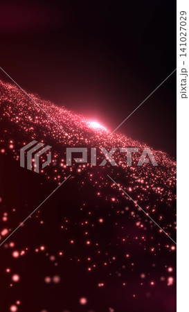 Red neon particle wave with sunlight glow for cybersecurity, modern digital design and technology background. Red neon particle wave with sunlight glow for cybersecurity, modern digital design and technology background. 141027029