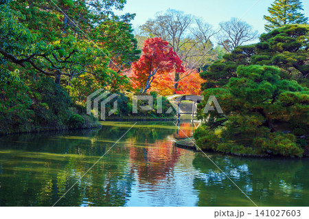 紅葉の桂離宮の風景 紅葉の桂離宮の風景 141027603