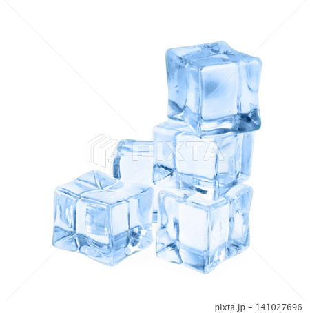 Crystal clear ice cubes isolated on white Crystal clear ice cubes isolated on white 141027696