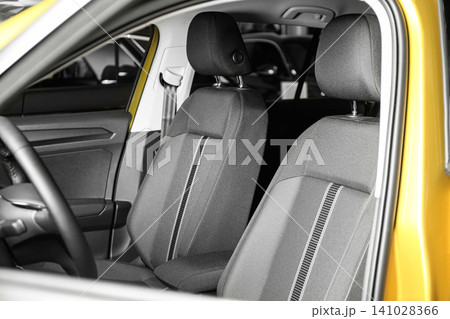 Modern car interior with comfortable grey seats Modern car interior with comfortable grey seats 141028366
