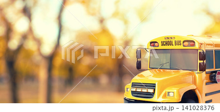 Yellow school bus outdoors. Transport for students Yellow school bus outdoors. Transport for students 141028376