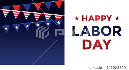 happy labor day celebration with party flags vector illustration happy labor day celebration with party flags vector illustration 141028860
