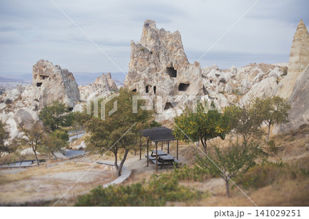 Ancient cave dwellings and fairy chimneys in Goreme National Park Cappadocia Ancient cave dwellings and fairy chimneys in Goreme National Park Cappadocia 141029251