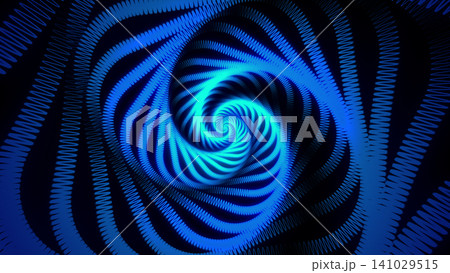Abstract Blue Spiral Waveform Tunnel with Neon Curved Lines, Futuristic Vortex Background 141029515