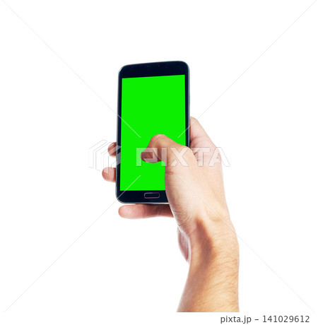 Phone, green screen or hands scroll in studio with social media mockup, search or internet communication on white background. Smartphone, space or person show google it sign up, app or website Phone, green screen or hands scroll in studio with social media mockup, search or internet communication on white background. Smartphone, space or person show google it sign up, app or website 141029612