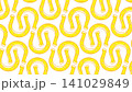 Golden horseshoes arranged in a geometric pattern. Vector luck and fortune background 141029849