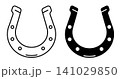 Linear icon. Horseshoe for good luck in games and business. Simple black and white icon isolated on a white background 141029850