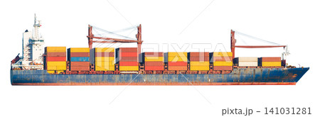 Container ship, cargo ship with many containers Container ship, cargo ship with many containers 141031281