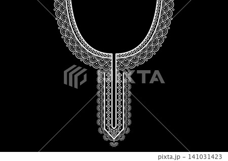 Necklace ethnic pattern. Neckline embroidery. Ethnic collar lace oriental pattern. Neckline floral designs for dress, textile, fabric, cloth, fashion, print Necklace ethnic pattern. Neckline embroidery. Ethnic collar lace oriental pattern. Neckline floral designs for dress, textile, fabric, cloth, fashion, print 141031423