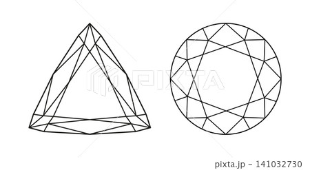 Circle, Trillion diamond cut shape. Diamond top view. Round, Trillion brilliant triangular cut. Gemstone outline triangle icon for jewellery design, branding, packaging, logo set. Circle, Trillion diamond cut shape. Diamond top view. Round, Trillion brilliant triangular cut. Gemstone outline triangle icon for jewellery design, branding, packaging, logo set. 141032730